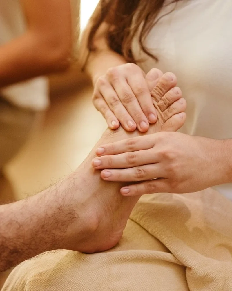 Hands-on treatment of a patient's foot and ankle