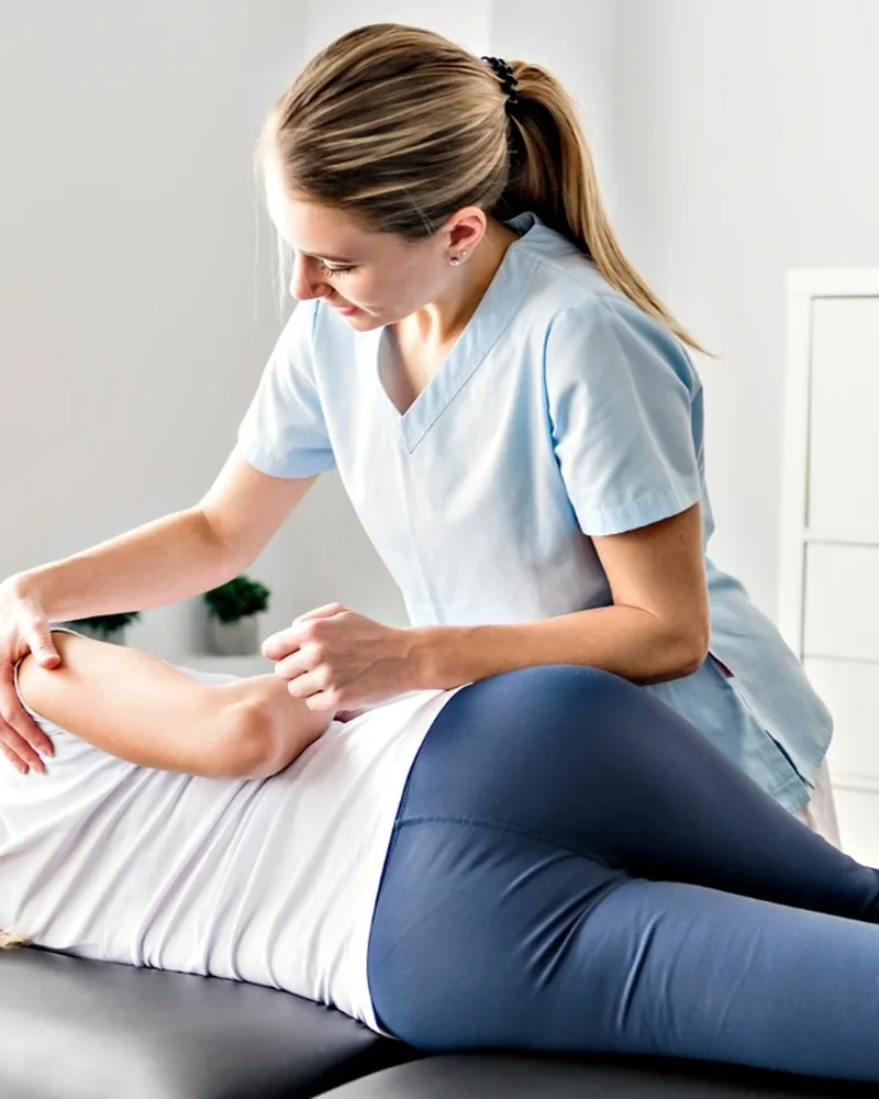 Therapist performing hands-on treatment on a patient's shoulder